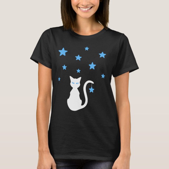 White Cat Stars T-Shirt (Front)