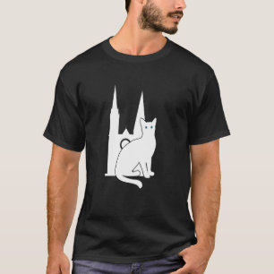 White Cat Travel Silhouette Chartres Cathedral Fra T-Shirt