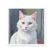 White Cat | Watercolor Cat Pet Painting