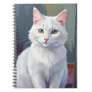 White Cat   Watercolor Cat Pet Painting Notebook