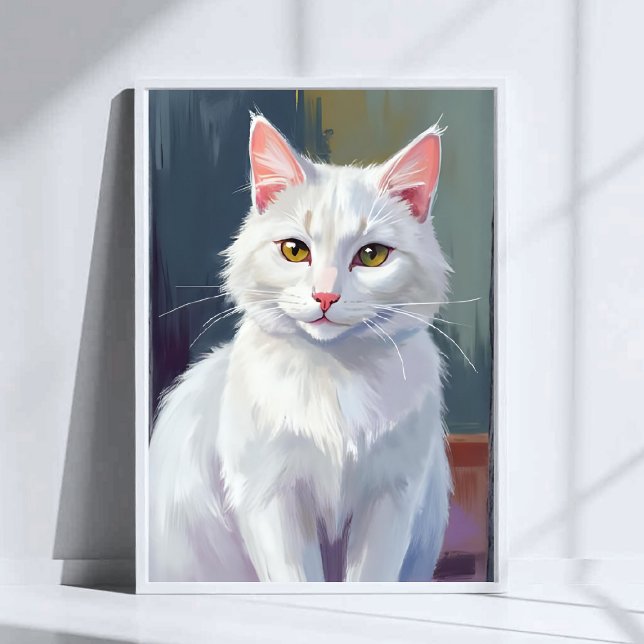 White Cat | Watercolor Cat Pet Painting Poster (Creator Uploaded)