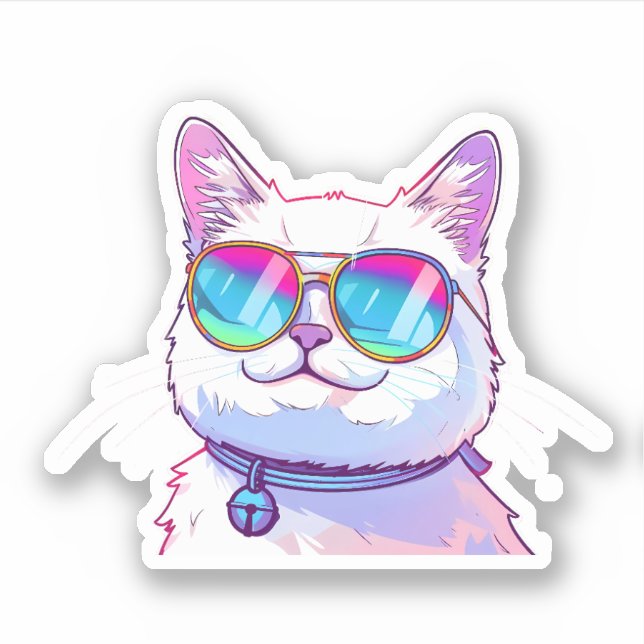 White Cat Wearing Sunglasses (Front)