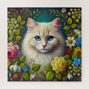 White Cat With Blue Eyes Jigsaw Puzzle