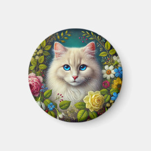 White Cat With Blue Eyes Magnet
