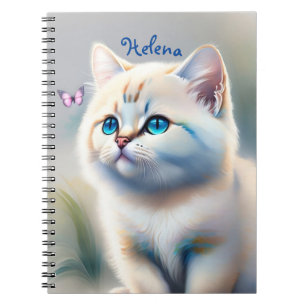 white cat with blue eyes notebook