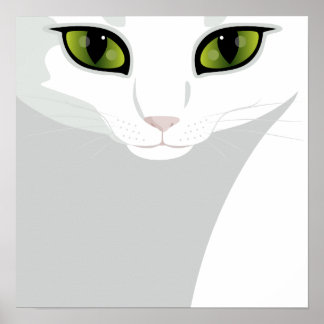 White Cat with Jewel Green Eyes Poster