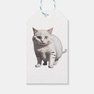 White Cat with Subtle Gray Tabby Markings Gift Tags
