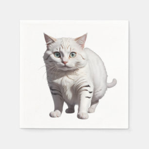 White Cat with Subtle Gray Tabby Markings Napkin