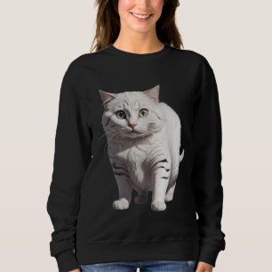 White Cat with Subtle Gray Tabby Markings Sweatshirt