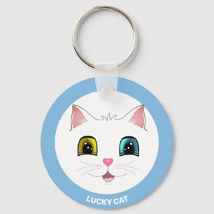 White Cat with Two Different Coloured Eyes Key Ring