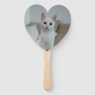 White cat Zazzle_Growshop. Hand Fan