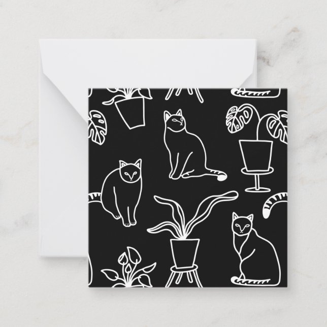 White cats on black card (Front)
