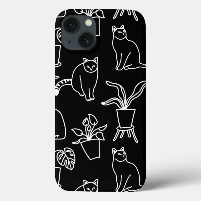 White cats on black Case-Mate iPhone case (Back)