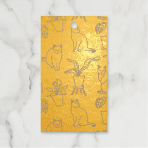 White cats on black gift tags