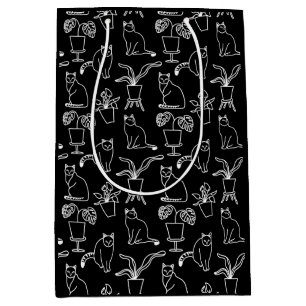 White cats on black medium gift bag