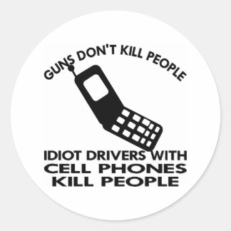 White Cell Phones Kill People Classic Round Sticker