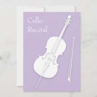 White Cello & Bow Music Recital Concert Lavender