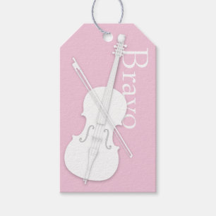 White Cello & Bow Pink Musical Occasion Custom Gift Tags
