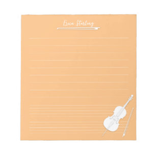 White Cello Personalised Music Lesson Orange Notepad