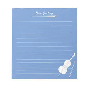 White Cello Personalized Music Lesson Dusky Blue Notepad