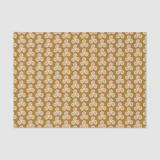 White Celtic Triple Spiral Triskele on Matte Gold Tissue Paper