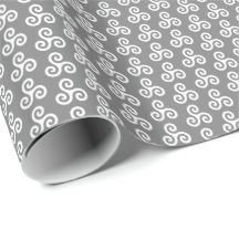 White Celtic Triple Spiral Triskele on Medium Grey