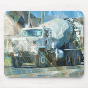 White Cement Truck Drivers Mousemat