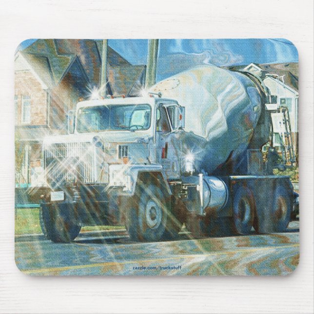 White Cement Truck Drivers Mousemat (Front)