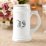 White Ceramic Beer Stein with Custom Initials<br><div class="desc">Easily personalise our ceramic beer stein with your own initials to make it extra special for yourself or as a gift. Available in grey with blue trim and white with metallic gold trim. No minimum order quantity and no setup fee. All orders are fulfilled by Zazzle on Zazzle products. MISOOK...</div>