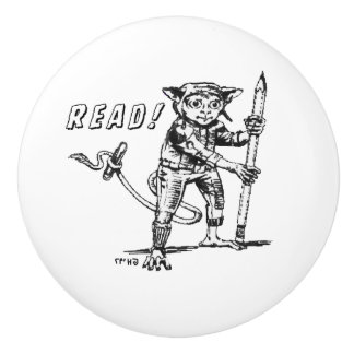 White Ceramic drawer pull for Readers and Writers