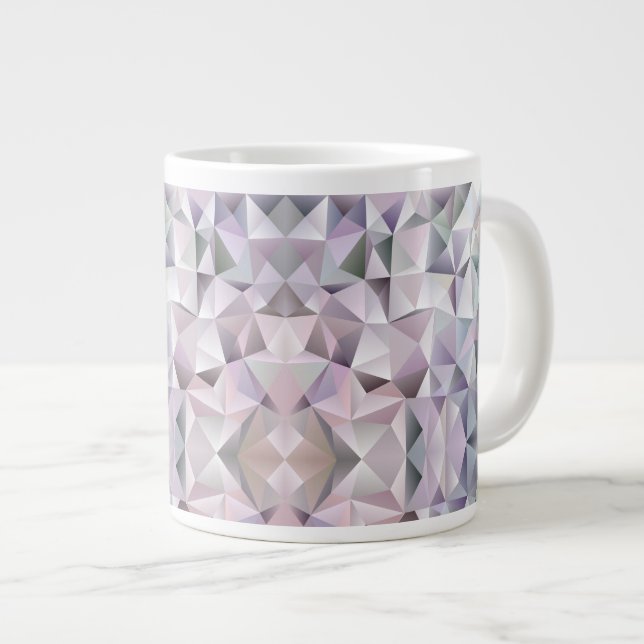 White ceramic mug featuring a geometric pattern (Front Right)