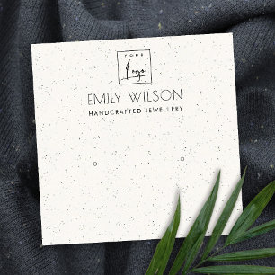 WHITE CERAMIC TEXTURE STUD EARRING DISPLAY LOGO SQUARE BUSINESS CARD
