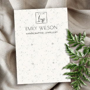 WHITE CERAMIC TEXTURE TWO EARRING DISPLAY LOGO BUSINESS CARD