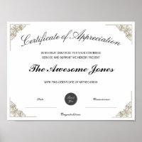 White Certificate of Appreciation Custom Logo