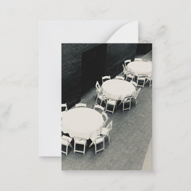 White Chairs and Tables Photo Card (Front)