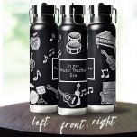 White Chalk Blackboard Elementary Music Teacher Water Bottle<br><div class="desc">This a strikingly cool water bottle for the music teacher in your life. Perfect for the Elementary school teacher, there is a place to customize the perfect phrase and/or include the teacher's name for a truly personal and touching gift. The water bottle looks like a black chalk board and there...</div>
