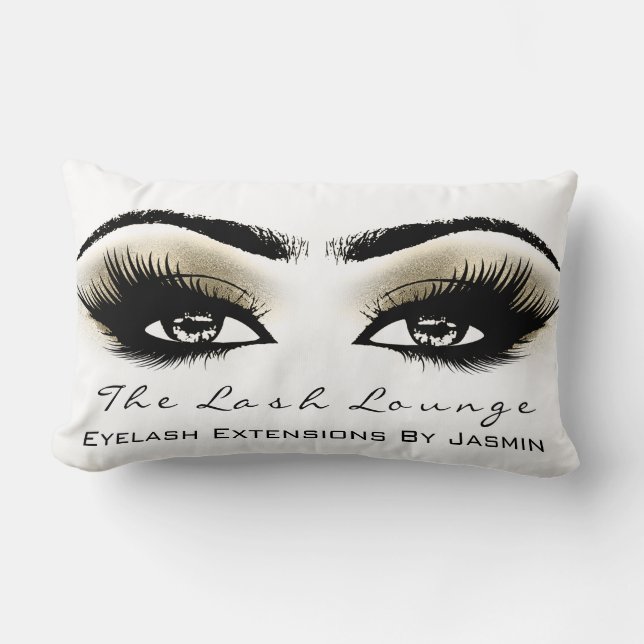 White Champaigne Makeup Eyes Lashes Beauty Lumbar Cushion (Front)