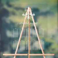 White Chandelier Wedding Seating Chart