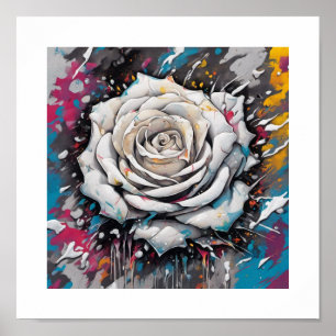 White Chaos Rose Poster