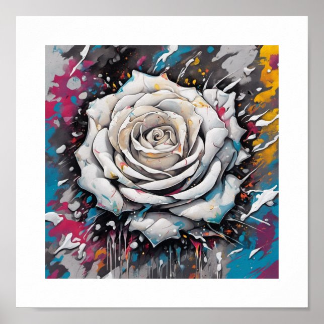 White Chaos Rose Poster (Front)