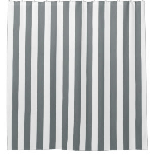 White Charcoal Grey Vertical Stripe NL #0 Shower Curtain