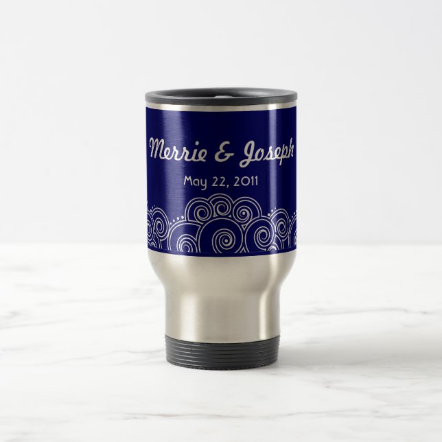 White Charming Swirls Travel Mug (Center)