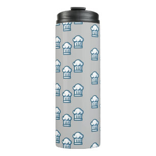 White chef hats on grey thermal tumbler
