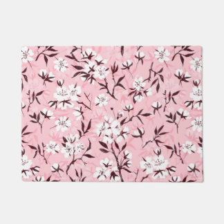 White cherry blossom doormat