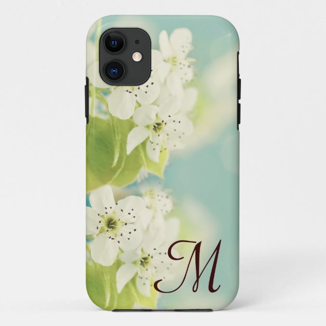 White Cherry Blossom Flower Monogram IPHONE 5 Case (Back)