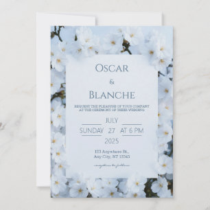 White Cherry Blossom Frame Wedding Invitation