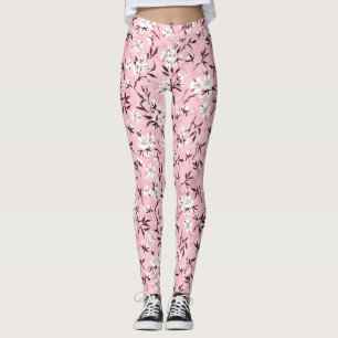White cherry blossom leggings