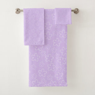 White Cherry Blossom & Lilac Bath Towel Set