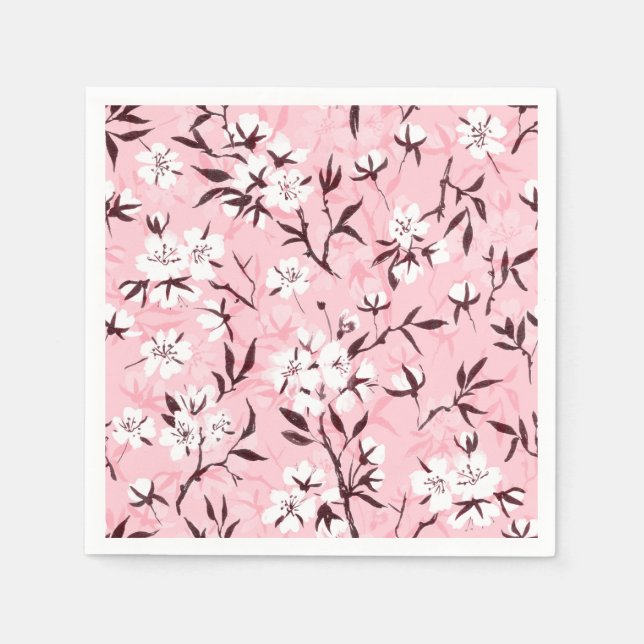 White cherry blossom napkin (Front)