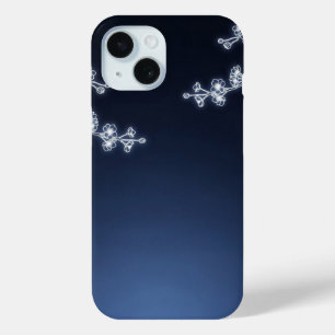 White Cherry Blossom Navy Background iPhone 15 Case
